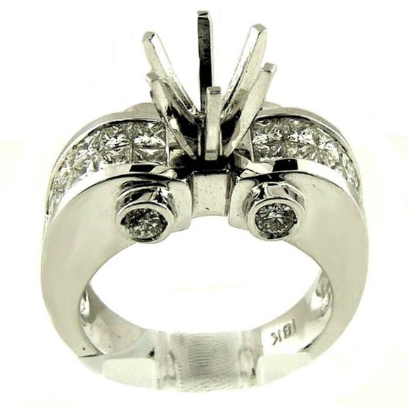1.9 Ct. Princess Cut Natural Diamond Bezel Channel Set  Channel Set Princess Cut & Bezel Set RB Cut Ring